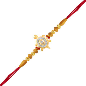 Vighnaharta Money Turtle CZ Gold and Rhodium Plated Alloy Rakhi for Lovely Brother - [VFJ1049RKG]