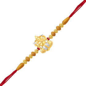 Vighnaharta Nrutya Ganesha Gold and Rhodium Plated Alloy Rakhi for Lovely Brother - [VFJ1036RKG]