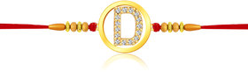 Vighnaharta Initial 'D' Alphabet Rakhi CZ Gold Plated Alloy Rakhi  [VFJ1097RKG]