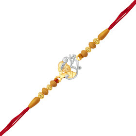 Vighnaharta Om Sai CZ Gold and Rhodium Plated Alloy Rakhi for Lovely Brother - [VFJ1048RKG]