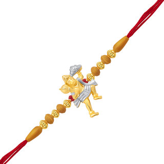 Vighnaharta Jai Bajrang Bali Gold and Rhodium Plated Alloy Rakhi for Lovely Brother - [VFJ1039RKG]