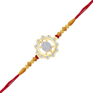 Vighnaharta Framing Micro Tortoise CZ Rhodium Plated Alloy Rakhi for Lovely Brother - [VFJ1061RKG]