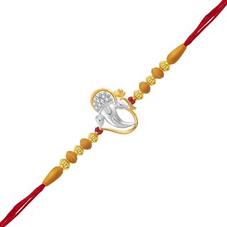 Vighnaharta Yagnakaya CZ Rhodium Plated Alloy Rakhi for Lovely Brother - [VFJ1068RKG]