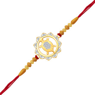 Vighnaharta Framing Amen Tortoise CZ Rhodium Plated Alloy Rakhi for Lovely Brother - [VFJ1062RKG]