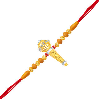 Vighnaharta Bajrangi Bhaijaan CZ Gold and Rhodium Plated Alloy Rakhi for Lovely Brother - [VFJ1023RKG]