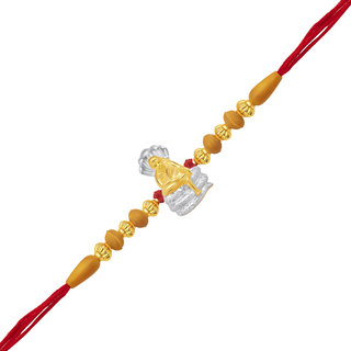 Vighnaharta Lord Sai Baba Gold and Rhodium Plated Alloy Rakhi for Lovely Brother - [VFJ1043RKG]