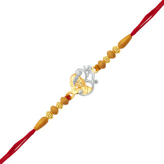 Vighnaharta Om Sai CZ Gold and Rhodium Plated Alloy Rakhi for Lovely Brother - [VFJ1048RKG]