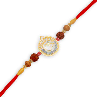Vighnaharta CZ Gold and Rhodium Plated Alloy Rakhi for Lovely Brother - [VFJ10005RKG]