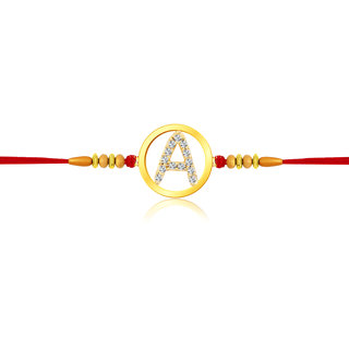 Vighnaharta Initial 'A' Alphabet Rakhi CZ Gold Plated Alloy Rakhi  [VFJ1096RKG]