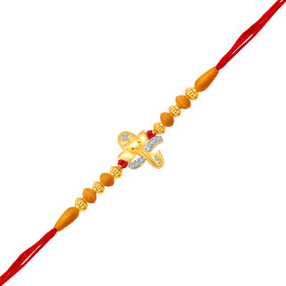 Vighnaharta Ekadrishta Gold and Rhodium Plated CZ Rakhi - [VFJ1017RKG]