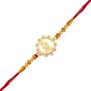 Vighnaharta Shri Sai CZ Gold and Rhodium Plated Alloy Rakhi for Lovely Brother - [VFJ1047RKG]
