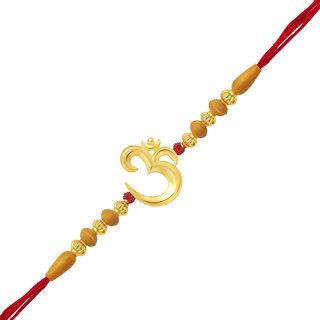 Vighnaharta Adhyatmik Om CZ Gold and Rhodium Plated Alloy Rakhi for Lovely Brother - [VFJ1050RKG]