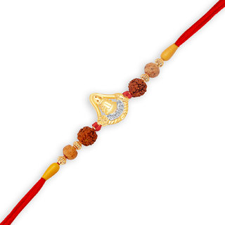 Vighnaharta Venkateshwara Gold and Rhodium Plated CZ Rakhi - [VFJ10011RKG]
