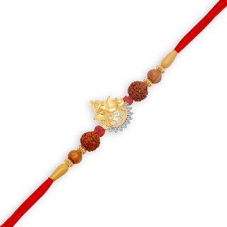 Vighnaharta CZ Rhodium Plated Alloy Rakhi for Lovely Brother - [VFJ10001RKG]