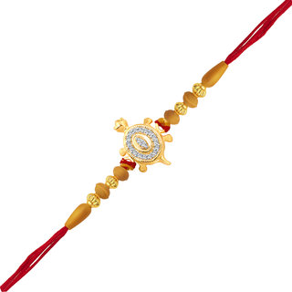 Vighnaharta Money Turtle CZ Gold and Rhodium Plated Alloy Rakhi for Lovely Brother - [VFJ1049RKG]