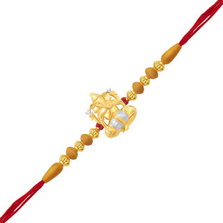 Vighnaharta Nrutya Ganesha Gold and Rhodium Plated Alloy Rakhi for Lovely Brother - [VFJ1036RKG]
