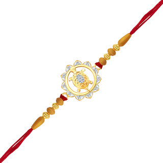 Vighnaharta Framing Lucky Tortoise CZ Rhodium Plated Alloy Rakhi for Lovely Brother - [VFJ1064RKG]