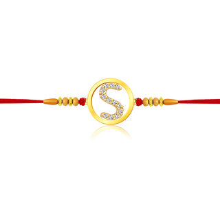 Vighnaharta Initial 'S' Alphabet Rakhi CZ Gold Plated Alloy Rakhi  [VFJ1105RKG]