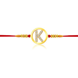 Vighnaharta Initial 'K' Alphabet Rakhi CZ Gold Plated Alloy Rakhi  [VFJ1100RKG]