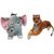 tiger elephant combo Stuffed Soft Animal Toy for Kids /Birthday Kid/Boy/Girl Combo of Mother Elephant with 2 Babies and