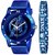True Colors Blue Plastic Strip And King Bracelet Combo Watch