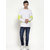 PAUSE White Solid Round Neck Regular Fit Full Sleeve Men's T-Shirt