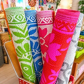 Plastic Floor Mat/Chatai, Large (Random Colour Design, Size - 6x4Feet)