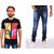 Blue Collars  ( PACK OF 2) Cotton Printed T-Shirt And Denim Jeans for Men