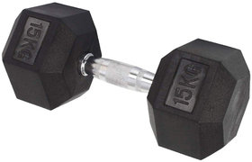 Scorpion Hex Dumbbell 15 kg, Pack of 1 pc Rubber Coated Dumbbell Rubber Hex Dumbbell