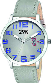 29K 9003 Men Grey Leather Strap Analog Watch