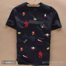 Odoky Men Black Printed Snake Round Neck T-Shirt