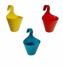 Hooked Hanging Planters for Plants Railing Flower pots (Set of 3)