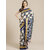 SVB Saree White And Blue Art Silk Printed Saree With Tassels