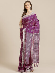 SVB Saree Purple Colour Chanderi Saree With Tassels