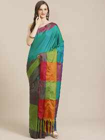 SVB Saree MultiColour Chanderi Saree With Tassels