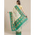 SVB Saree White And Green  Art Silk Printed Saree With Tassels