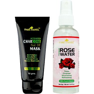 Park Daniel Activated Charcoal peel off Mask & Rose Water(160 ml)