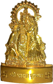 Gold plated Radha Krishna Idol 7 cms