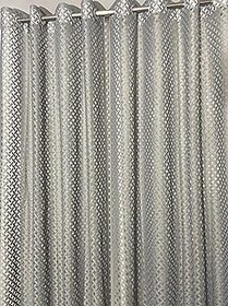 Peponi Polyester Heavy Net Tissue Cross Design 5 Feet Door Curtains,Set of 2 Pecs (Grey)