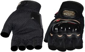 Probiker Leather Riding Half Finger Motorcycle Gloves Black, XL