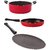 Nirlon Non-Stick Gas Compatible Aluminium Cookware Set, 3 Piece, Red and Black