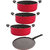 Nirlon Non-Stick Casserole Casserole Smart Tawa Casserole Aluminium Cookware Set, 4-Pieces, Red/Black