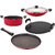 Nirlon Non-Stick Aluminium  Flat Base Kitchen Cooking Combo Set with Lid