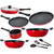 NIRLON Non-Stick Aluminium Cookware Kitchen combo Set - 9 Pieces Black & Red|FT13_KD13_KD14_SPM_FT10_FP12_3SPN