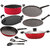 NIRLON Non Stick Gas Compatible Kitchen Cooking Utensil Item combo Set -Red and Black, 9-Piece