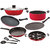 Nirlon Nonstick Cookware Set Standard, 9-Pieces, Red