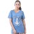 Blue Graphic Print Round Neck Cotton Blend T Shirt For Women By Ww Won Now