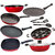NIRLON Aluminium Nonstick Cookware Kitchen combo Set - 10 Pieces Black & Red