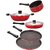 Nirlon Non-Stick 5 Piece Cooking Utensils Gift Set with Stainless Steel Lid, Red & Black