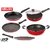 Nirlon Non-Stick Aluminium Cookware Set, 6-Pieces, Red & Black